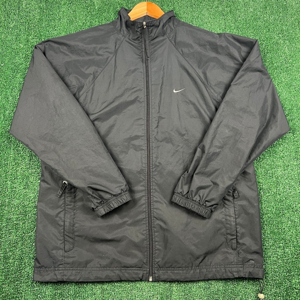 VTG Nike Windbreaker Men's XL Black Mesh Lined Full‎ Zip Activewear Jacket Y2K